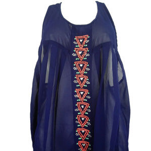 MARISOL Sheer Sleeveless Racer Back Beaded Tank